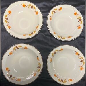 Hall Jewel Tea Autumn Leaf -Set of 4 5 1/2” fruit bowls in excellent condition.